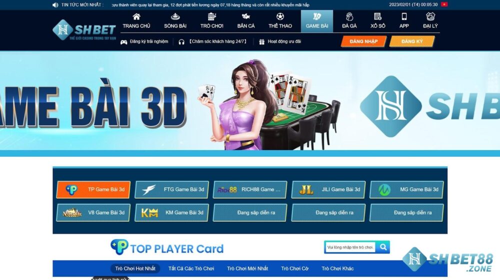 Những sảnh chơi game bài có tại nhà cái Shbet