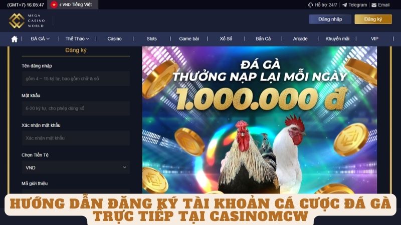 Hướng dẫn đăng ký tài khoản cá cược đá gà trực tiếp tại casinomcw